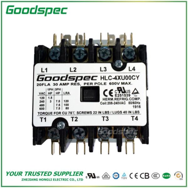 products-HLC-4XU00CY-001.jpg HLC-4XU00CY(4P/20A/208-240V) DEFINITE PURPOSE CONTACTOR