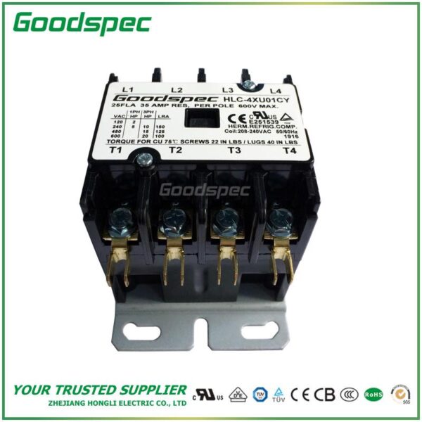 products-HLC-4XU01CY-002.jpg HLC-4XU01CY(4P/25A/208-240V) DEFINITE PURPOSE CONTACTOR